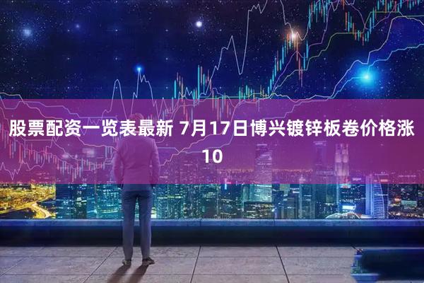 股票配资一览表最新 7月17日博兴镀锌板卷价格涨10